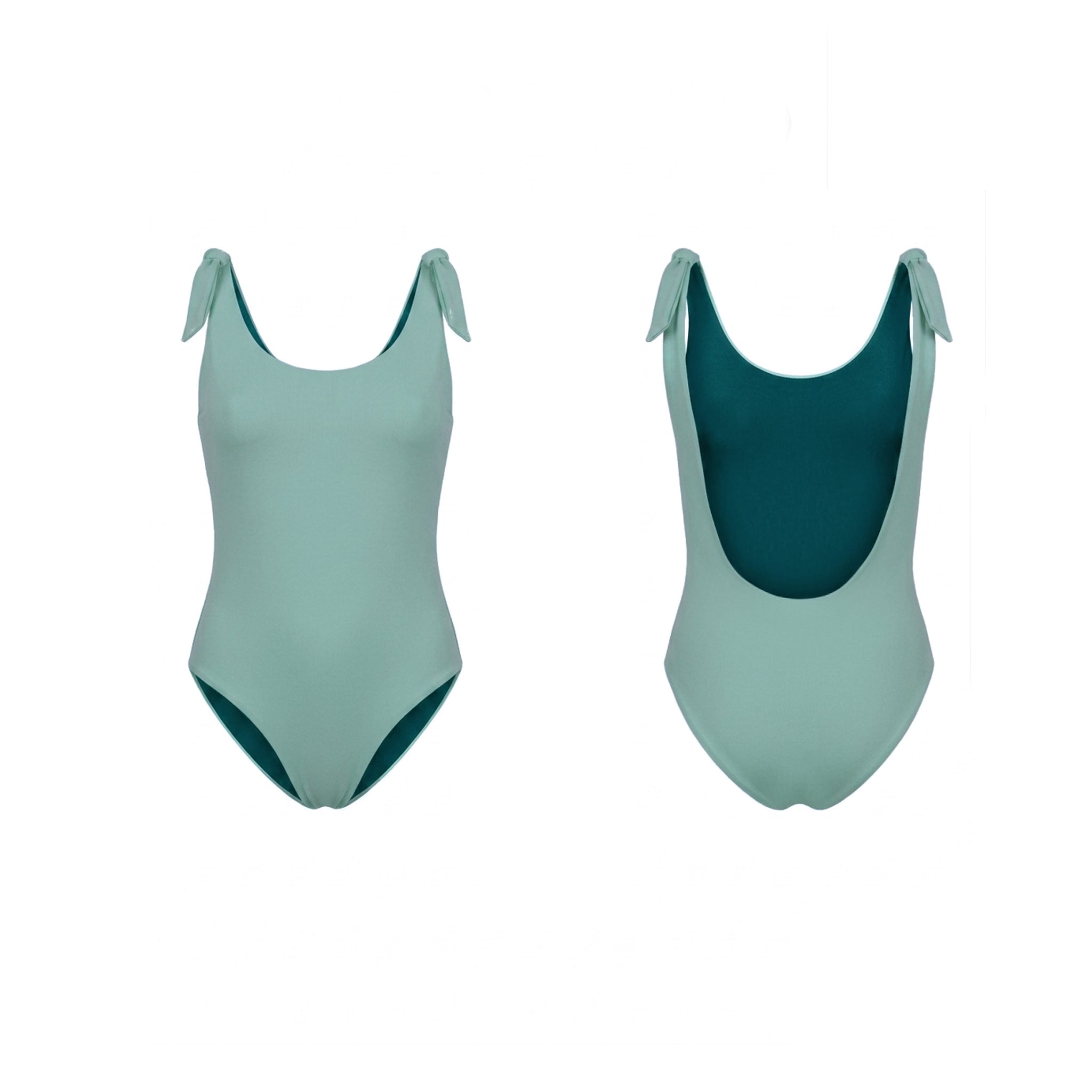 Costume intero double face ottanio e verde